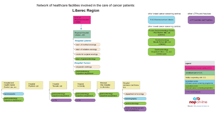 click on the image to display the PDF version of diagram depicting relations among facilities providing cancer care in the Liberec Region