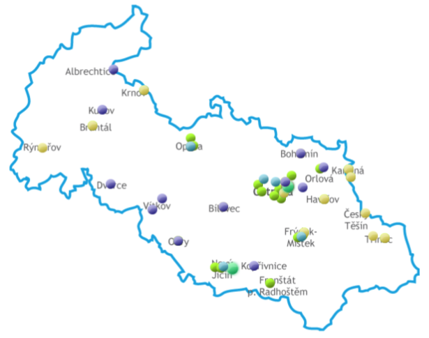 click on the image to display the interactive map of cancer care in the Moravian-Silesian Region