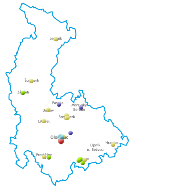 click on the image to display the interactive map of cancer care in the Olomouc Region