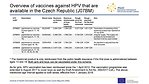 Overview of vaccines against HPV that are available in the Czech Republic (J07BM)