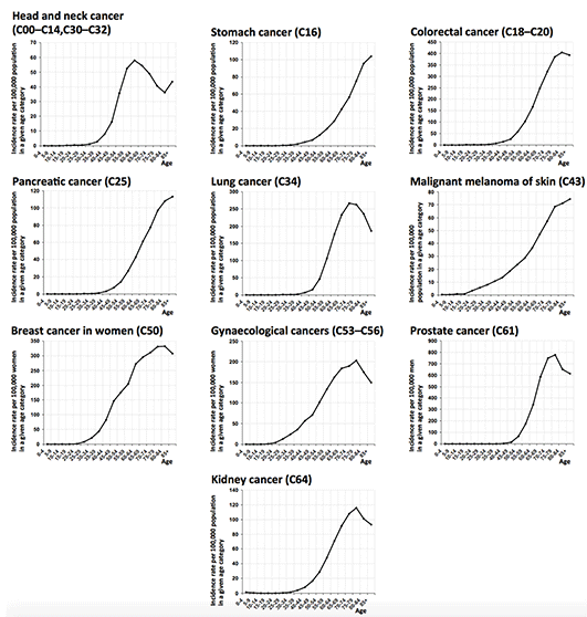 age-specific incidence rates of cancer in the period 2008–2012