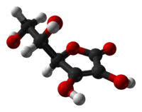 3D structure of vitamin C (source: Wikimedia Commons)