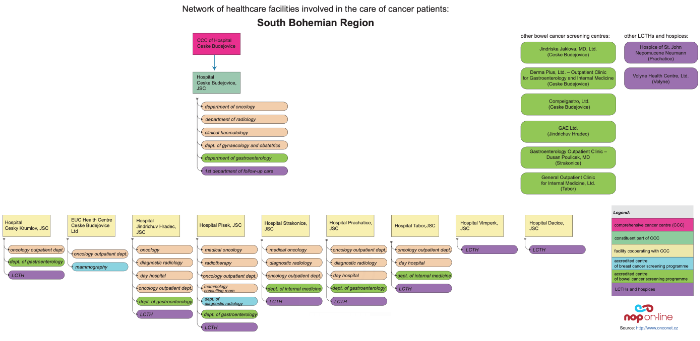 click on the image to display the PDF version of diagram depicting relations among facilities providing cancer care in the South Bohemian Region