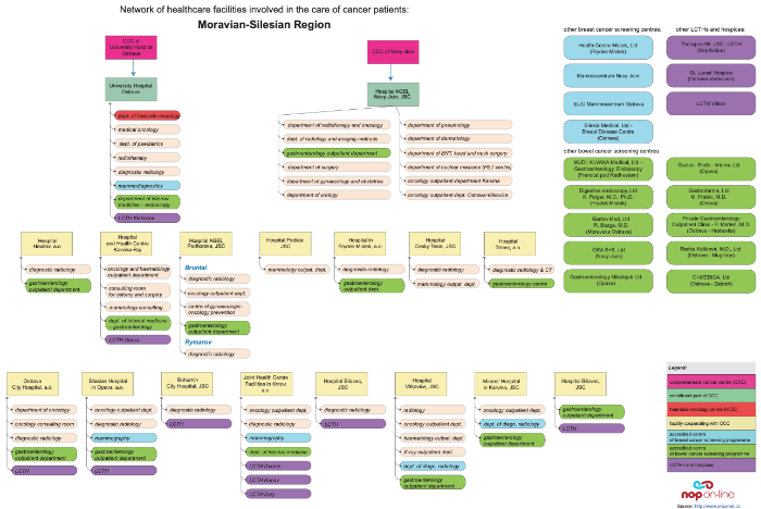 click on the image to display the PDF version of diagram depicting relations among facilities providing cancer care in the Moravian-Silesian Region