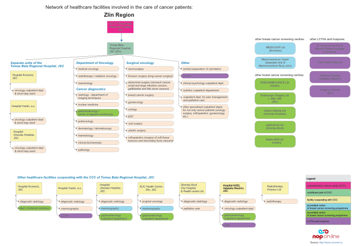 click on the image to display the PDF version of diagram depicting relations among facilities providing cancer care in the Zlin Region