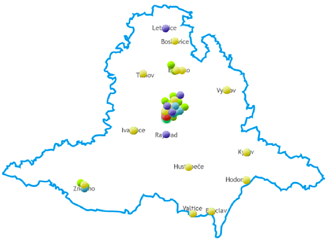 click on the image to display the interactive map of cancer care in the South Moravian Region