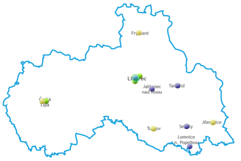 click on the image to display the interactive map of cancer care in the Liberec Region