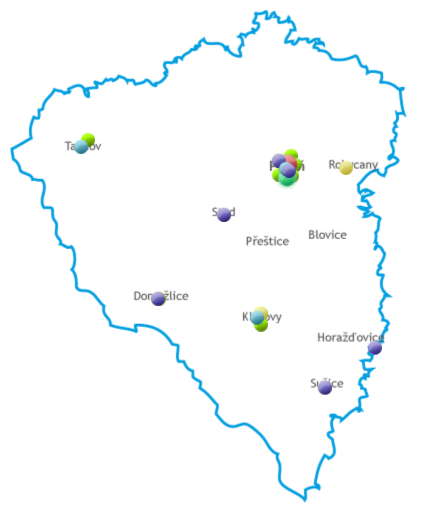 click on the image to display the interactive map of cancer care in the Plzen Region