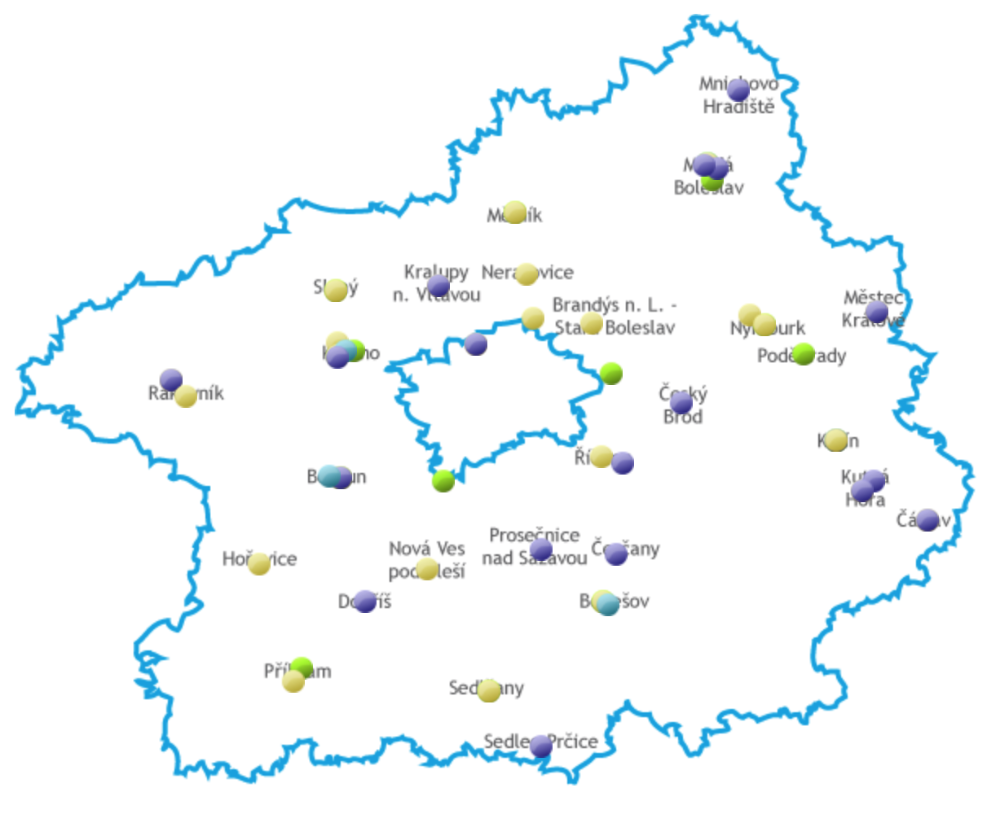 click on the image to display the interactive map of cancer care in the Central Bohemian Region