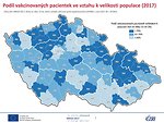 Podíl vakcinovaných pacientek ve vztahu k velikosti populace (2017)